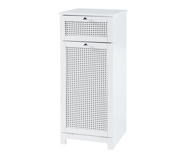 Armário para lavandaria Karlsøy com cesto extraível MDF Branco