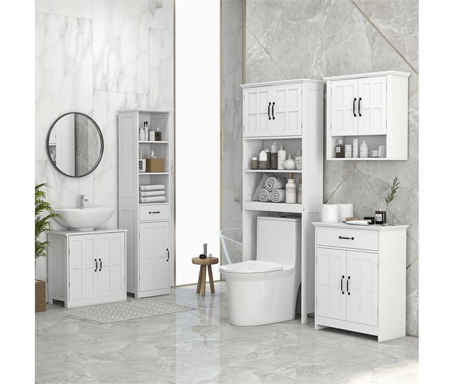 Armário sobre Sanita Madeira de Melamina e MDF kleankin Branco