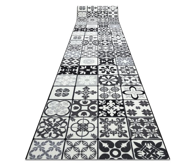 Alcatifa do corredor com reforçado de borracha AZULEJO PATCHWORK 100x900 Cinza