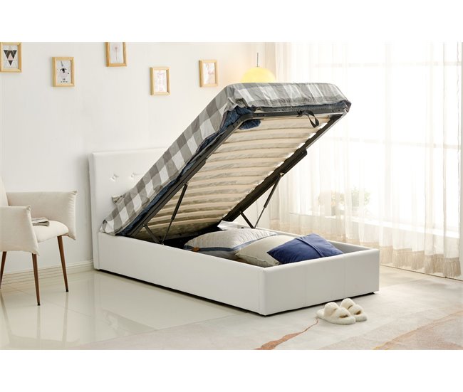 Cama dobrável com cabeceira + colchão Branco