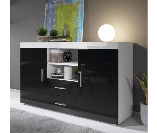 Aparador Sala de estar e jantar 2 portas 2 gavetas Roque 140 Branco