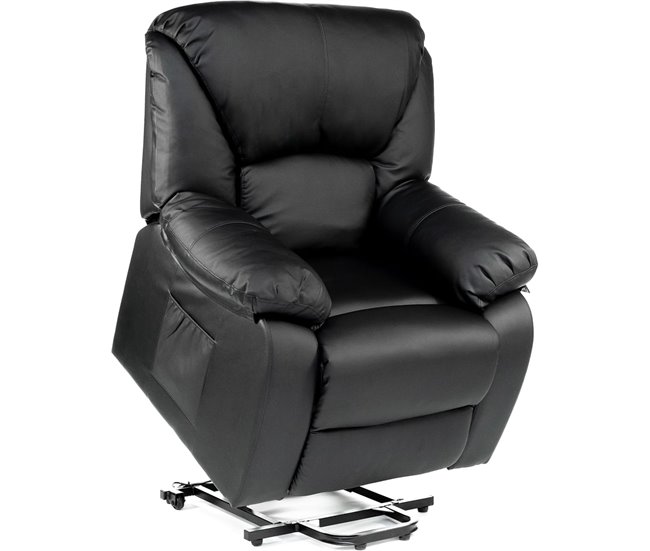 Dupi poltrona de relaxamento elétrica reclinável miami | 8 modos de massagem e aquecimento lombar | poltrona elevatória com controle remoto | 2 portas usb | couro sintético | preto