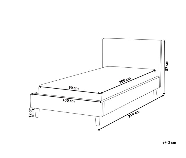 Beliani Cama Veludo FITOU 100x214 Azul Claro