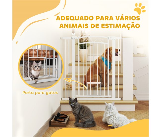 Barreira de Segurança para Cães Aço e PA PawHut Branco