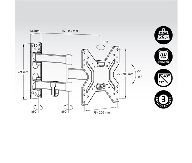 Suporte TV Lunix 3 Preto