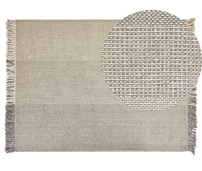 Beliani De tejido plano TEKELER 140x200 Cinza Claro