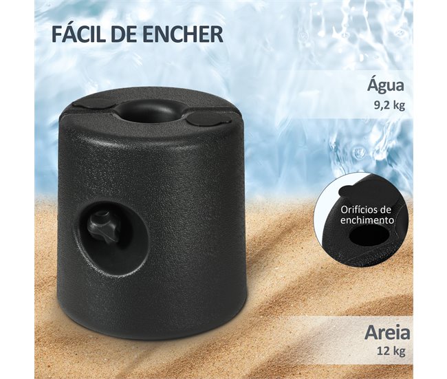 Pesos para Tenda HDPE Outsunny, desportos e lazer - campismo Preto
