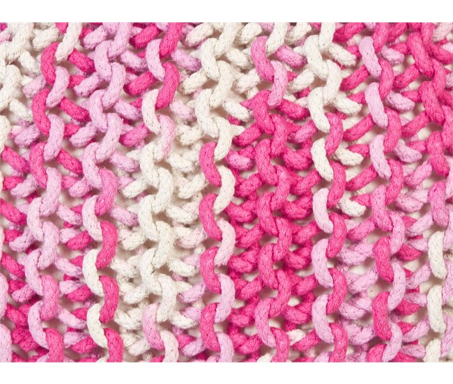 Pufe redondo em tricot branco e azul 50 x 35 cm CONRAD Branco/ Bege