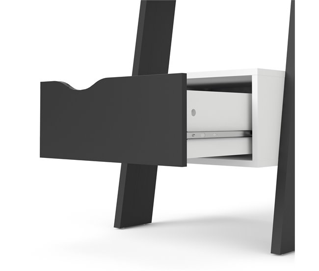 Estante de escadas 4 prateleiras e gaveta DELTA Branco/ Preto