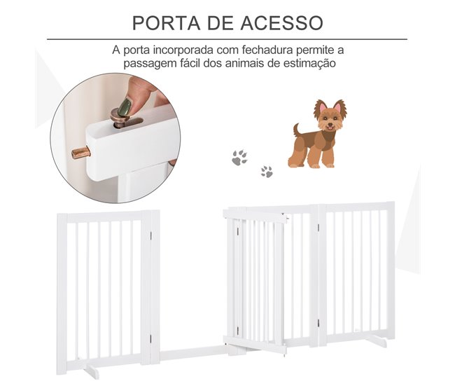 Barreira de Segurança Cães Madeira de Pinho PawHut Branco