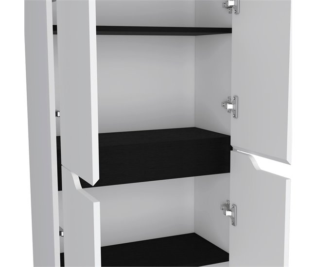 Armário de melamina Herring com 4 portas e 5 prateleiras Preto