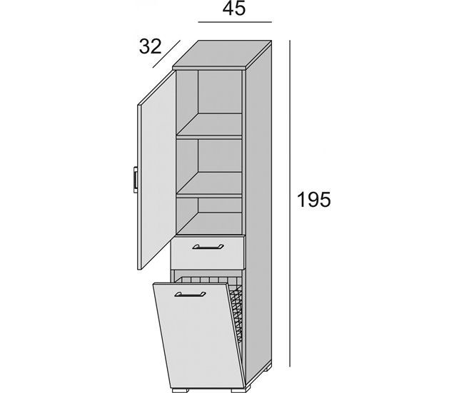 Armário multiuso com 2 portas com efeito madeira 45 Branco