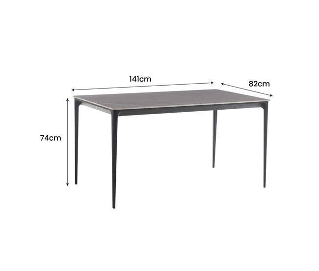 Conjunto de jantar com 1 mesa e 4 cadeiras STONE cinza Cinza