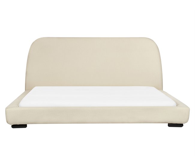 Beliani Cama com estrado Poliéster ROISEL 201x226 Creme