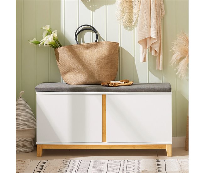 Banco para sapatos com 2 portas FSR117-W SoBuy Branco