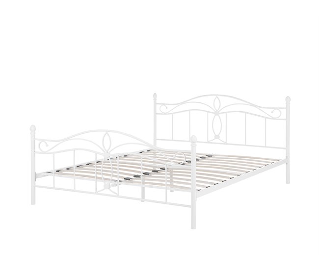 Beliani Cama com estrado Metal ANTLIA 168x209 Branco