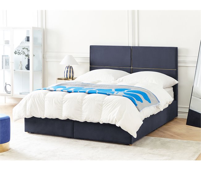 Beliani Cama com estrado Veludo VERNOYES 170x214 Preto