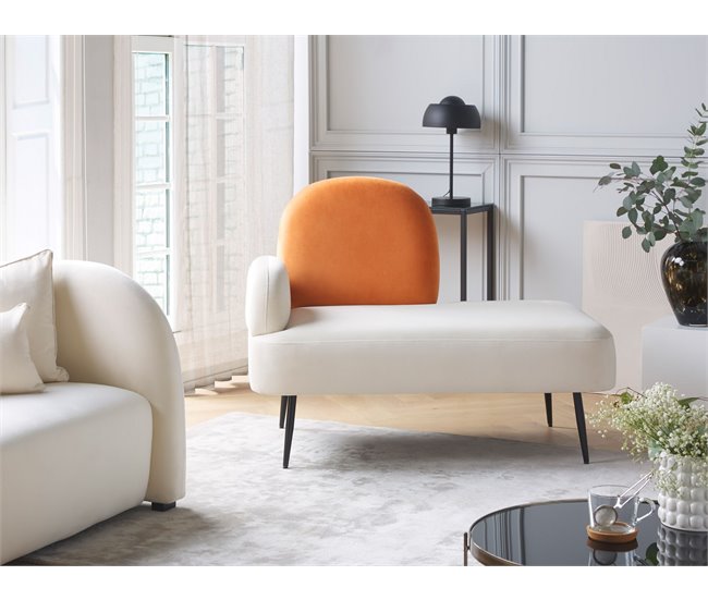 Beliani Chaise longue versão à esquerda Veludo ARCEY Branco