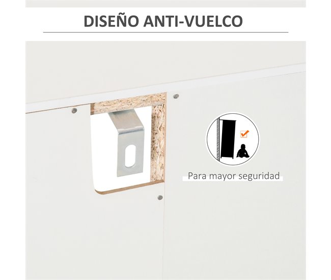 Aparador de Cozinha Metal, Melamina de Madeira e Cristal HOMCOM 80 Branco