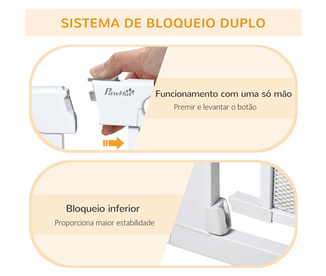 Barreira de Segurança Aço e ABS PawHut Branco