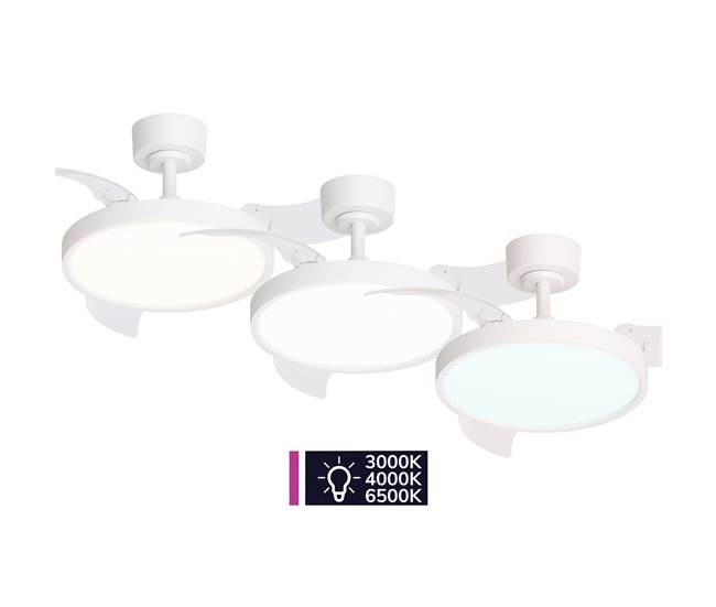 Ventoinha de teto JULIA S retrátil LED com motor DC Branco