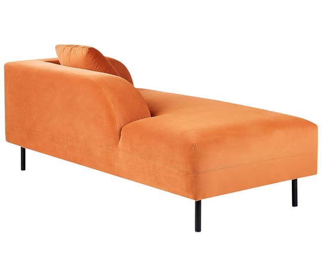 Beliani Chaise longue à direita Veludo LE CRAU Laranja