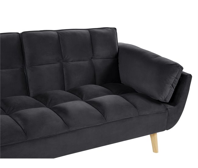 Beliani Sofá-cama Veludo ASBY Azul Marino