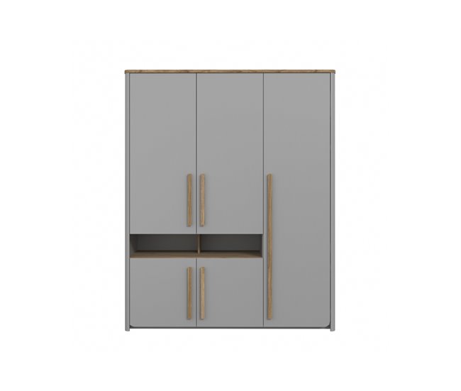 Roupeiro SURFINO portas batentes 158x194cm cinza Cinza