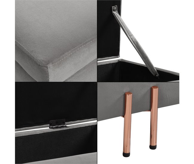 Arca de assento Dals veludo pernas metálicas [en.casa] 100x40 Castanho