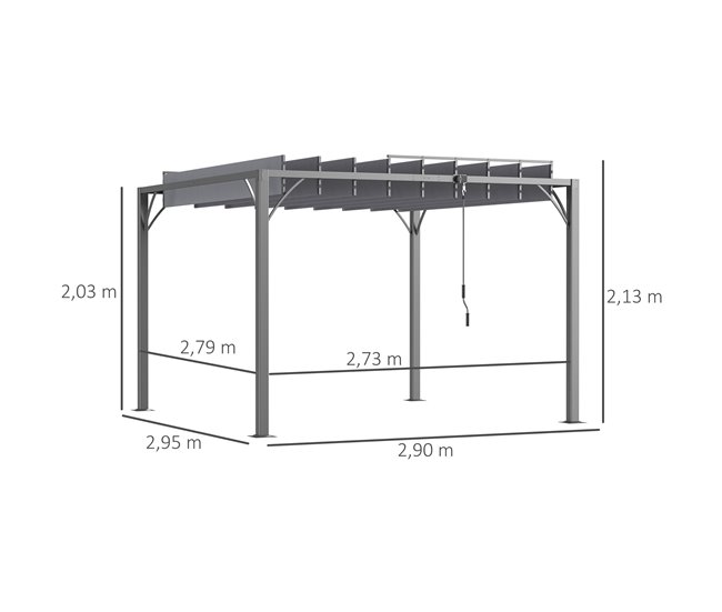 Pérgola de Exterior alumínio, aço, poliéster Outsunny Cinza
