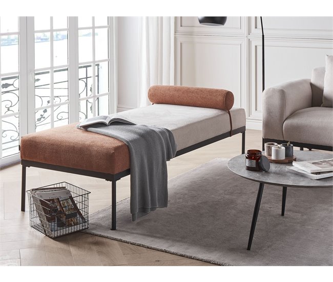 Beliani Chaise longue Linho sintético MALMOS Bege