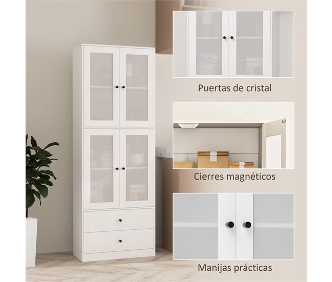 Armário de Cozinha Melamina de Madeira HOMCOM, casa - cozinha Branco