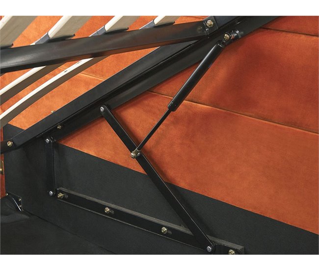 Beliani Cama com armazenamento Veludo ROUEN 168x214 Laranja