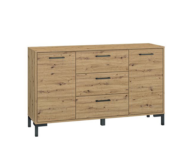Aparador de 2 portas com 3 gavetas 138 cm Madeira Liora Madeira