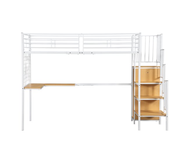 Cama alta, secretária, roupeiro 90x254