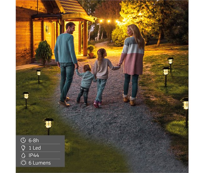 Aktive Conjunto de 2 balizas LED solares, luz quente 6 lúmens Preto