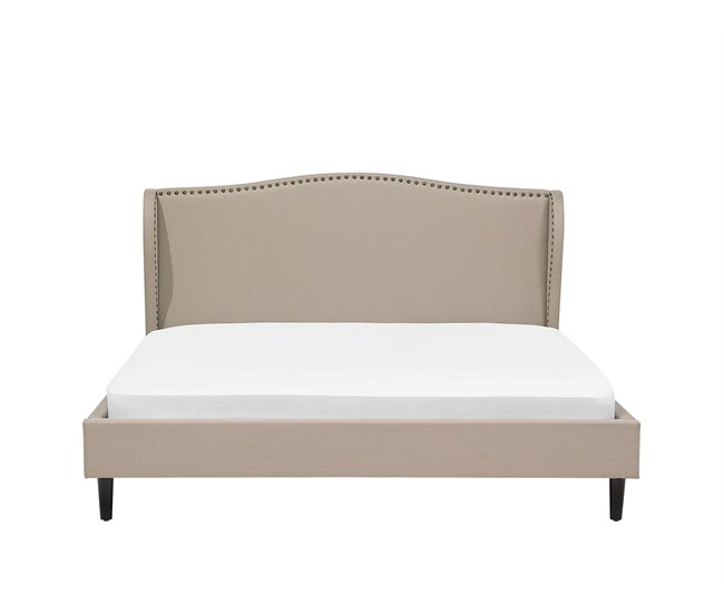 Beliani Cama com estrado Poliéster COLMAR 192x215 Areia
