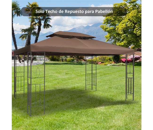 Cobertura de Substituição para Pérgola Poliéster Outsunny 400x300 Castanho
