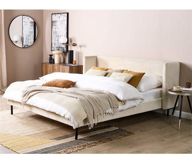 Beliani Cama Terciopelo ARETTE 204x206 Bege