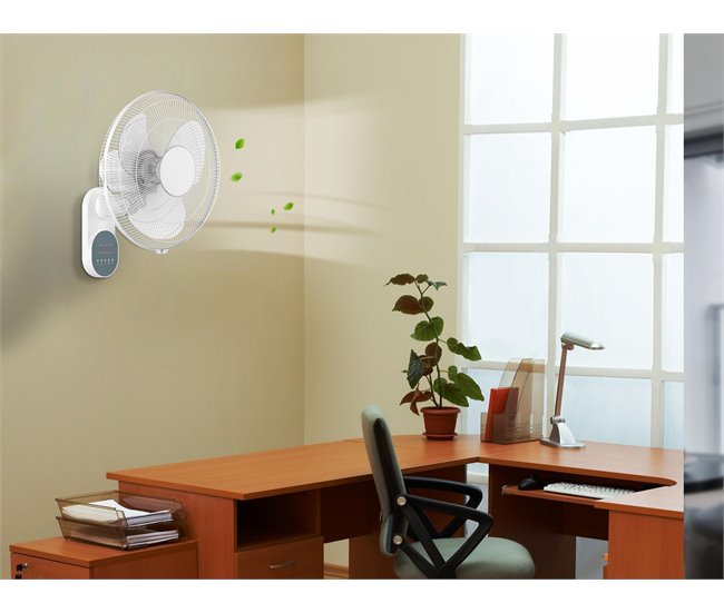 Ventilador montado na parede com temporizador e 3 velocidades Branco