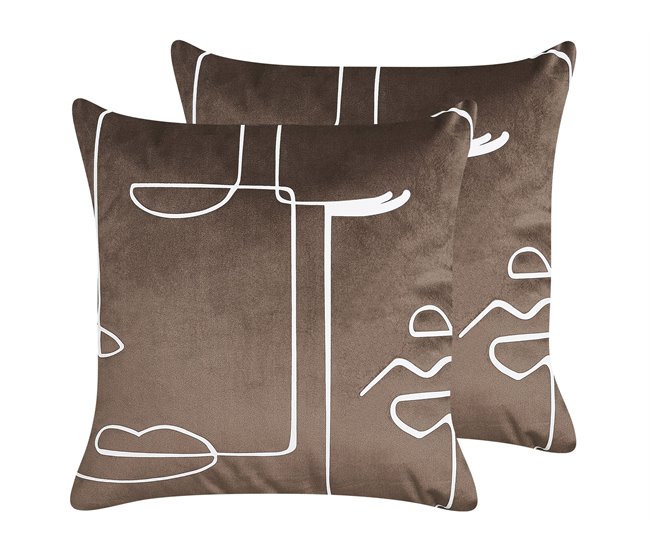Beliani Almofada decorativa PHILODENDRON 45x45 Castanho