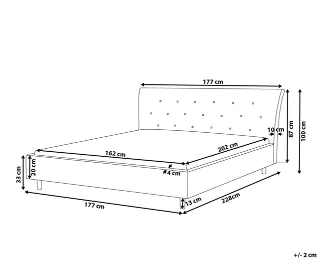 Beliani Cama com estrado Poliéster SAVERNE 177x228 Cinza Claro