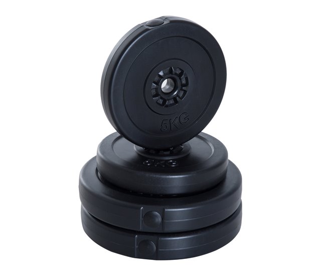 4 Discos de peso Plástico, Areia, Cimento HOMCOM Preto