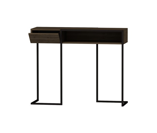 Consola ZUG cor nogueira com pés de metal petro Preto/ Madeira