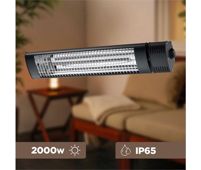 Radiador Exterior CALDO IRB NERO TERRA Sined com Pedestal 2000W, Preto e Cinzento Preto