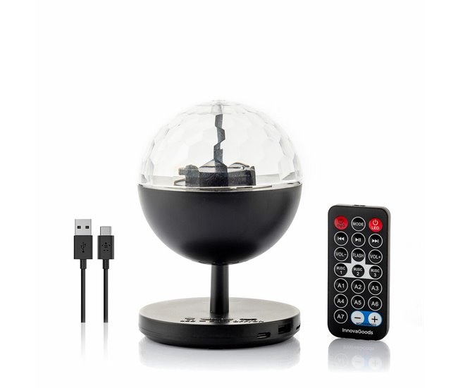 Projetor LED Recarregável com Altifalante Preto