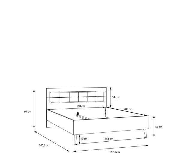 Cama  LYON de cor carvalho Carvalho