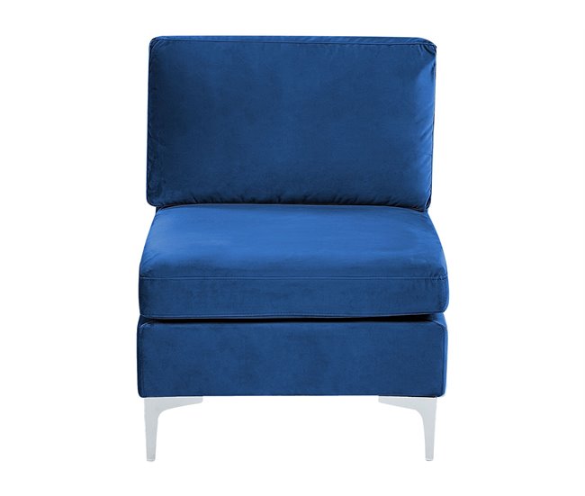 Beliani Sofá (D) Veludo EVJA Azul Marino
