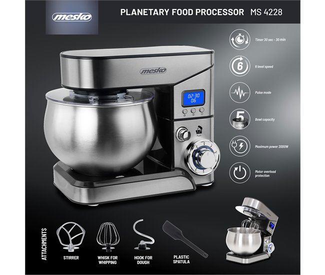 Batedeira com Taça Mesko MS4228 Inoxidavel
