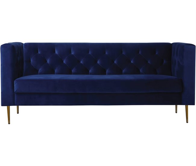 Sofá fixo de veludo Azul Marino